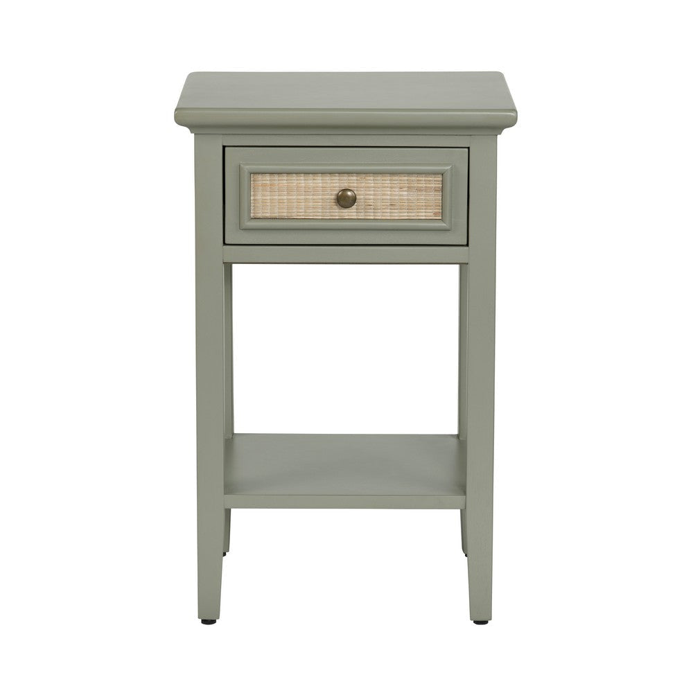 Crestview 17’’ Accent End Table | 1 Drawer & Shelf | Sage Green | Cane CCL-CVFDR1322