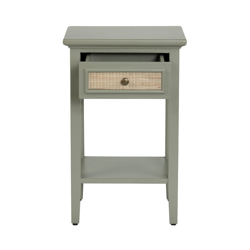 Crestview 17’’ Accent End Table | 1 Drawer & Shelf | Sage Green | Cane CCL-CVFDR1322