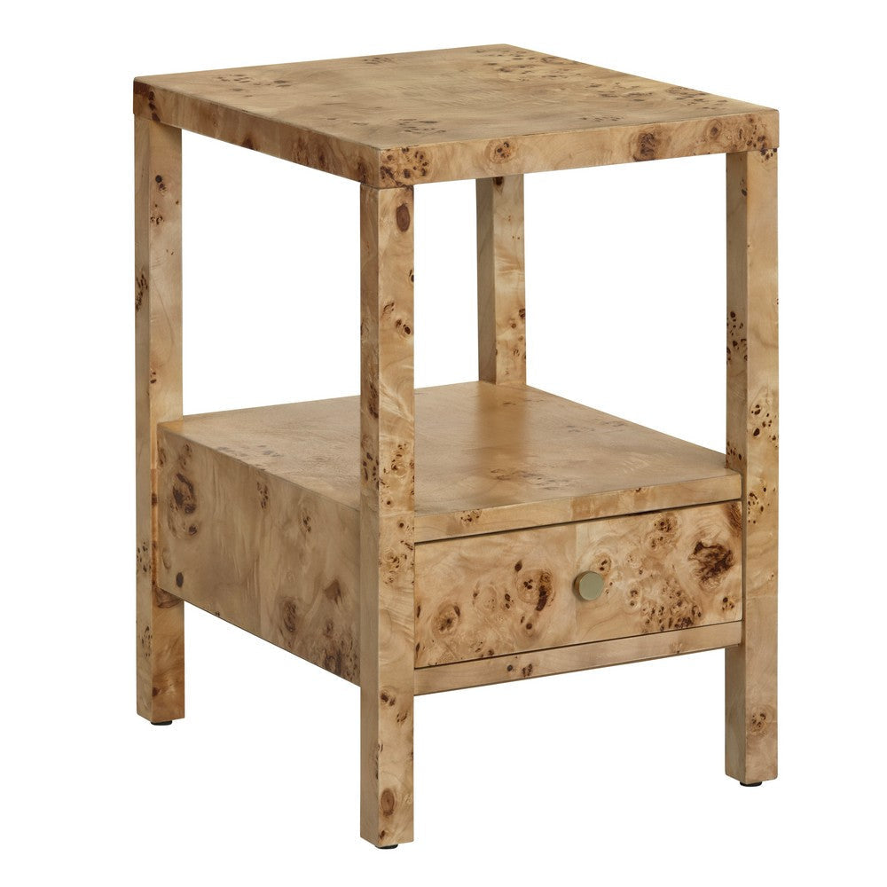Crestview Geny Accent End Table | 1 Drawer & Shelf | Rustic Brown 18"