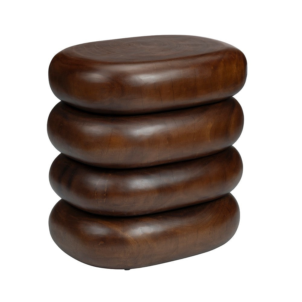 Crestview Sie Accent Table | 21" Stacked Pillar | Brown Mango Wood