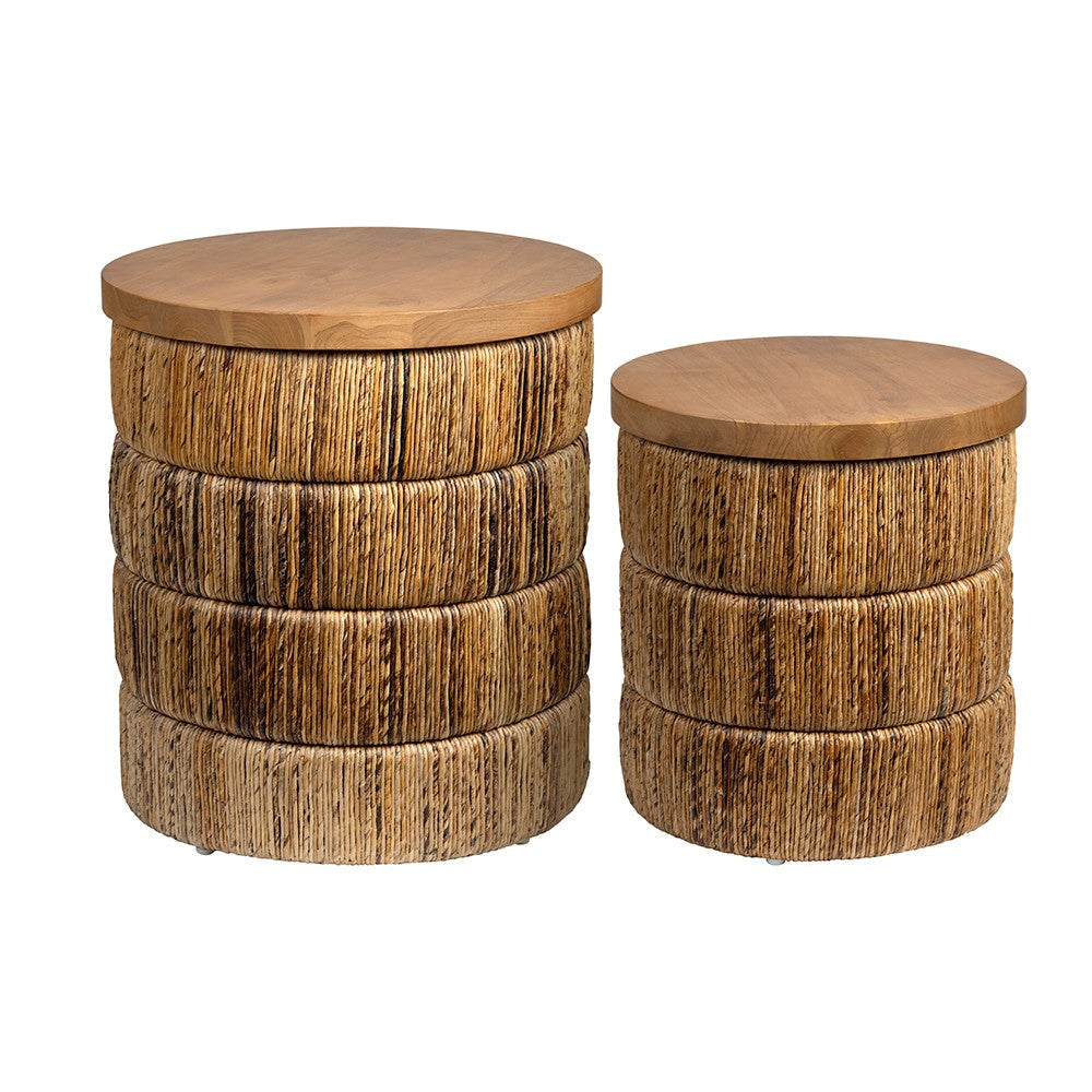 Crestview Chi Nesting Storage Table Set of 2 | Natural Brown Rope Woven CCL-CVFDR1335