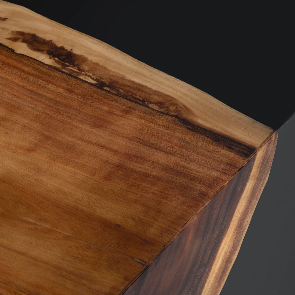 Crestview Cai Coffee Table | Live Edge Solid Wood | 50’’ | Black Brown CCL-CVFDR1337