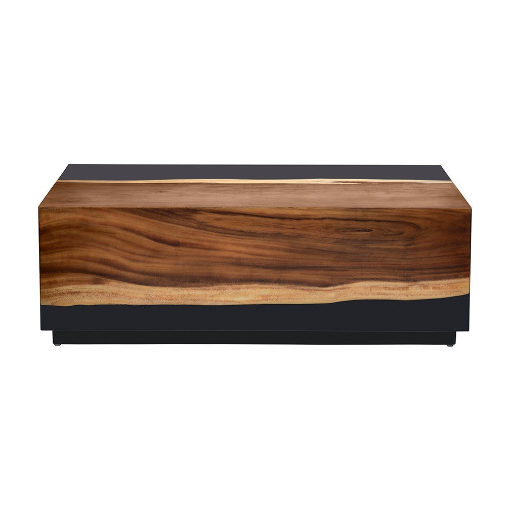 Crestview Cai Coffee Table | Live Edge Solid Wood | 50’’ | Black Brown CCL-CVFDR1337