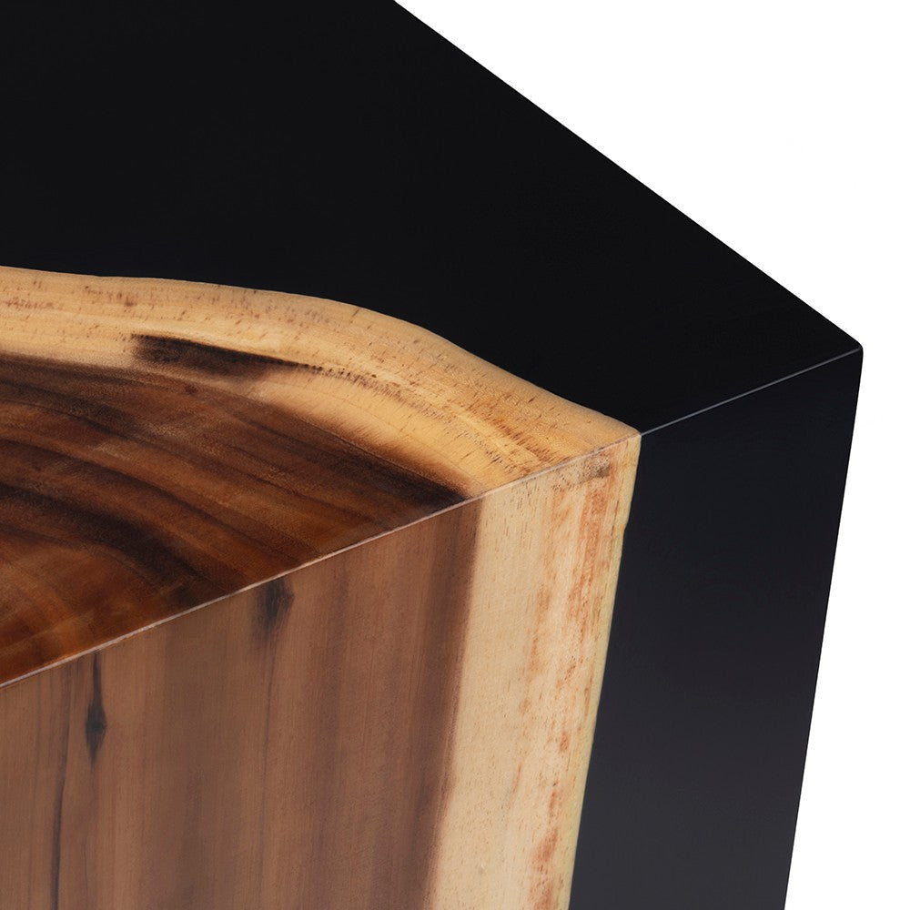 Crestview Cai Accent Table | Live Edge Solid Wood | 20’’ | Black Brown CCL-CVFDR1338