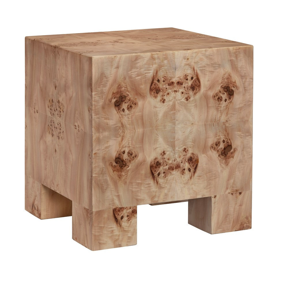 Crestview Jen Side End Table | 22" Square | Brown Mappa Burl Veneer