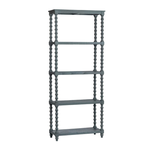 Crestview Ary 5 Tier Bookcase Etagere | Hand Turned Spindle Posts | Slate Blue