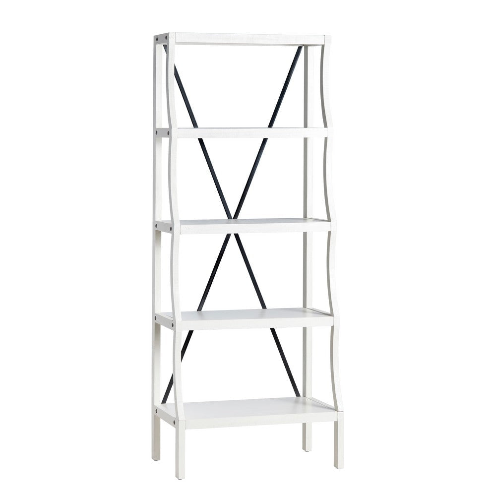 Crestview Tem 5 Tier Etagere Bookshelf | 28’’ Wide White Curved Frame CCL-CVFMR2301