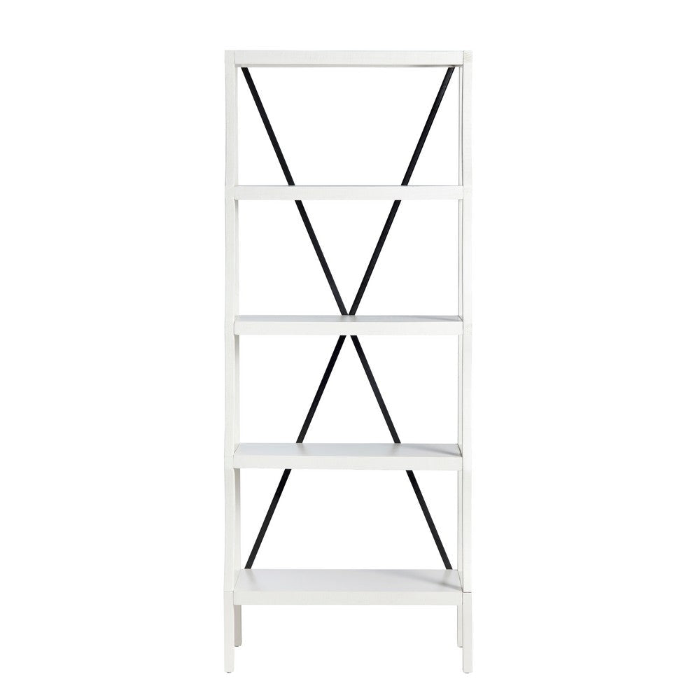 Crestview Tem 5 Tier Etagere Bookshelf | 28’’ Wide White Curved Frame CCL-CVFMR2301
