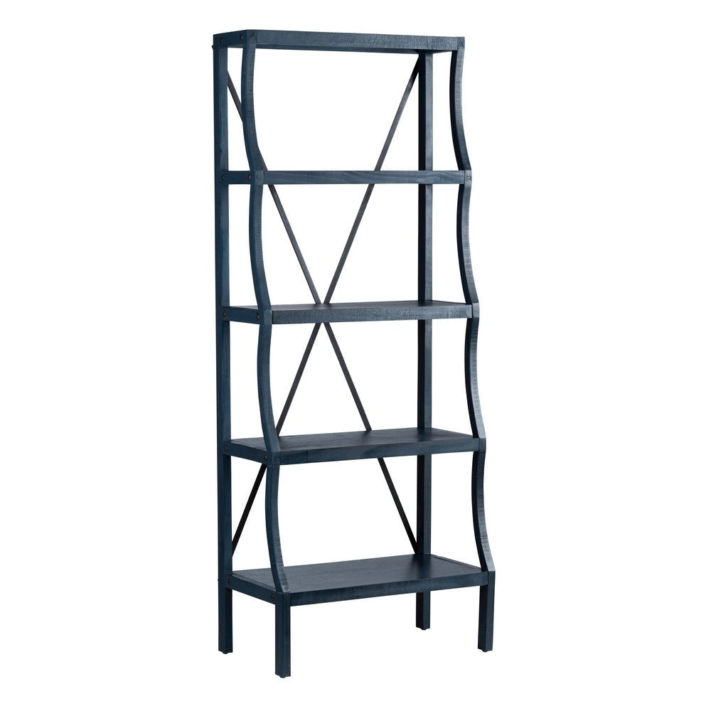 Crestview Tem 5 Tier Etagere Bookshelf | 28’’ Wide Slate Blue Curved CCL-CVFMR2302