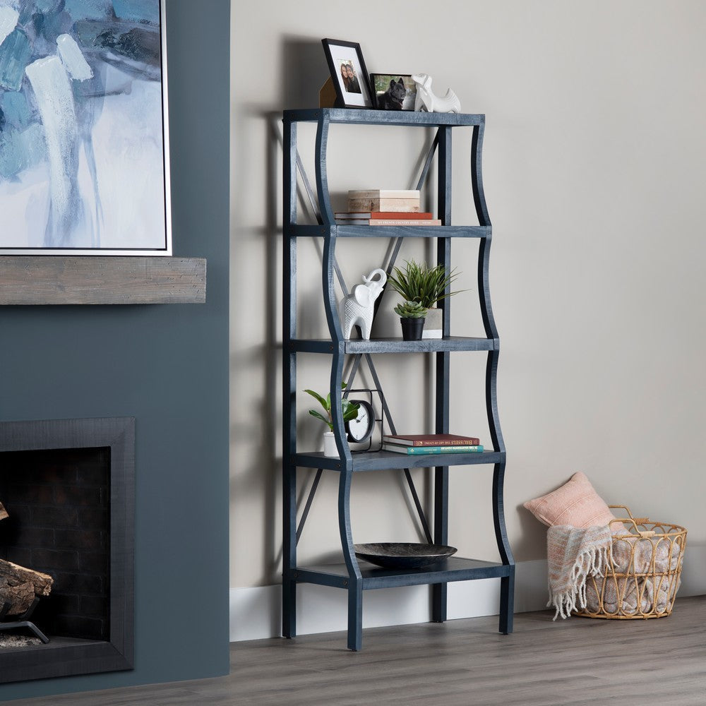 Crestview Tem 5 Tier Etagere Bookshelf | 28’’ Wide Slate Blue Curved CCL-CVFMR2302