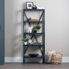 Crestview Tem 5 Tier Etagere Bookshelf | 28" Wide Slate Blue Curved