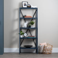 Crestview Tem 5 Tier Etagere Bookshelf | 28" Wide Slate Blue Curved