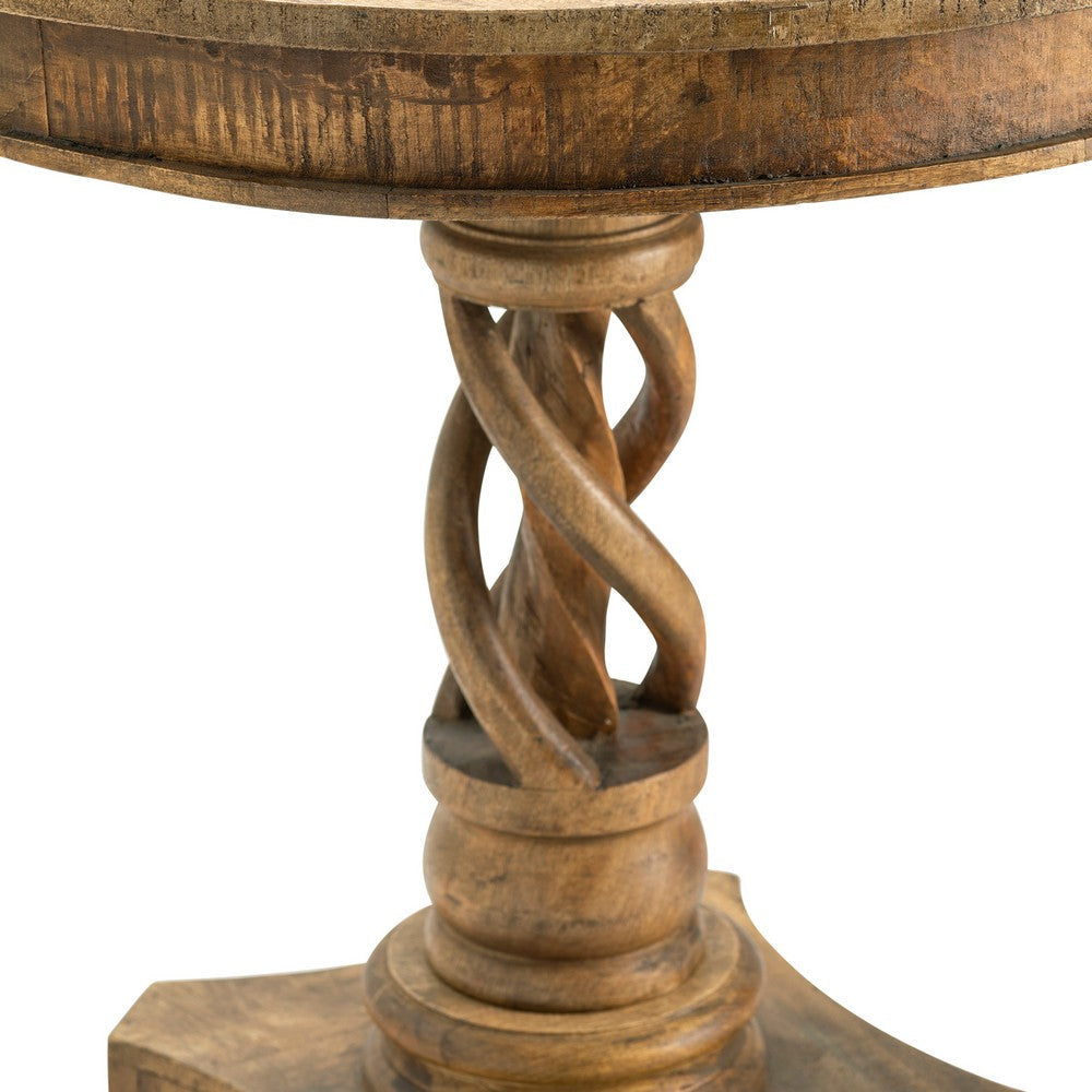 Roe Accent Table | 30’’ Round Plank Top | Classic Padestal Base | Solid Wood CCL-CVFNR308