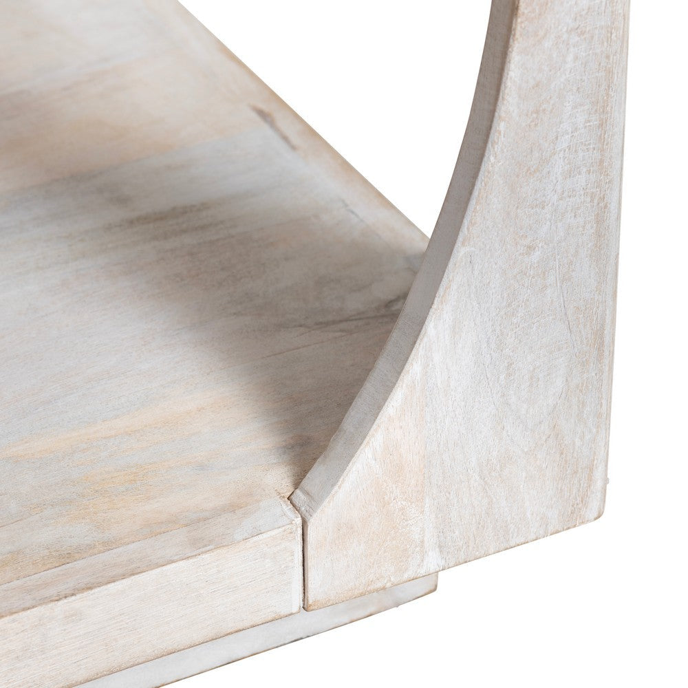 Kely Side End Table | 22’’ Square Top | Lower Storage | Tan Solid Wood CCL-CVFNR4215