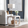 Kely Side End Table | 22" Square Top | Lower Storage | Tan Solid Wood