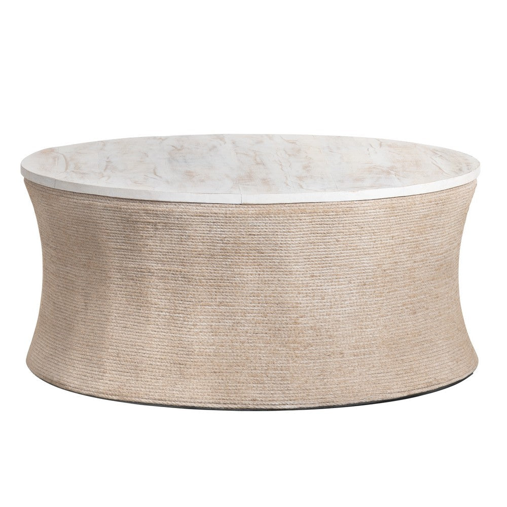 Crestview Dory Coffee Table | Tan Brown Wood & Jute Rope | 36’’ Round CCL-CVFNR4230