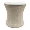 Tix Side End Table | 20" Round White Solid Wood Top | Beige Jute Rope