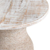 Tix Side End Table | 16’’ Round White Solid Wood Top | Beige Jute Rope CCL-CVFNR4232