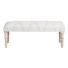 Acy Accent Bench | 46’’ Tufted Cream White Cotton Seat | Solid Wood CCL-CVFNR4233