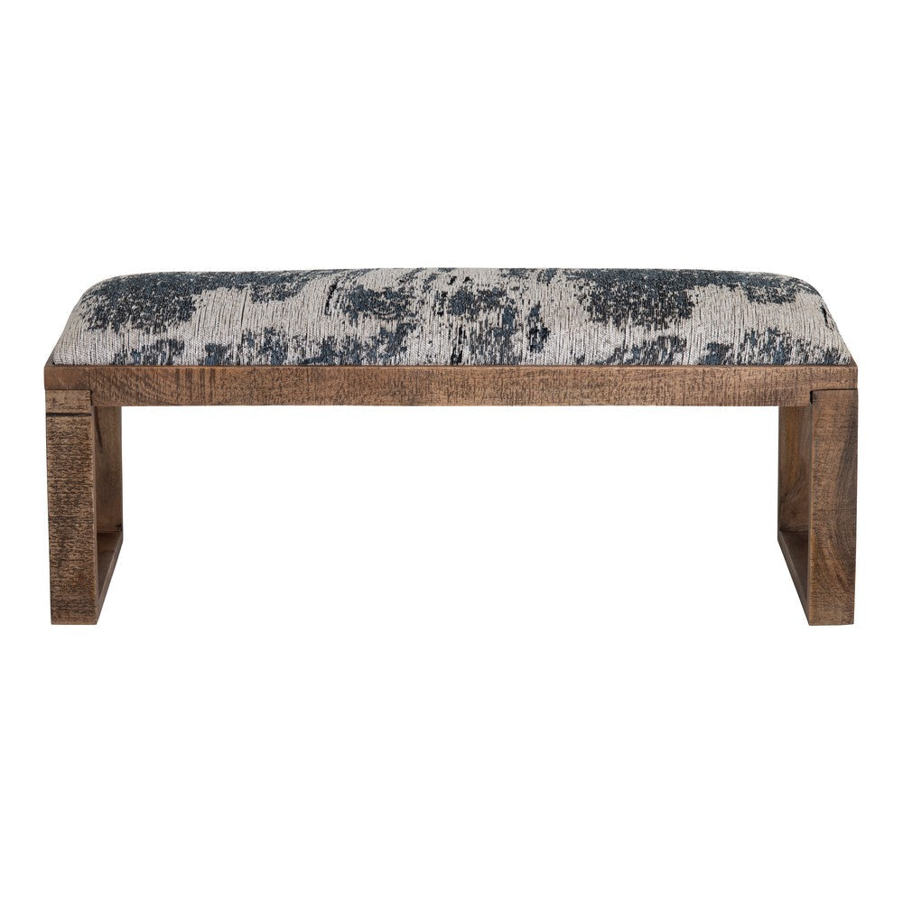 Lia 45’’ Accent Bench | Blue & White | Sleigh Legs | Solid Wood CCL-CVFNR4234
