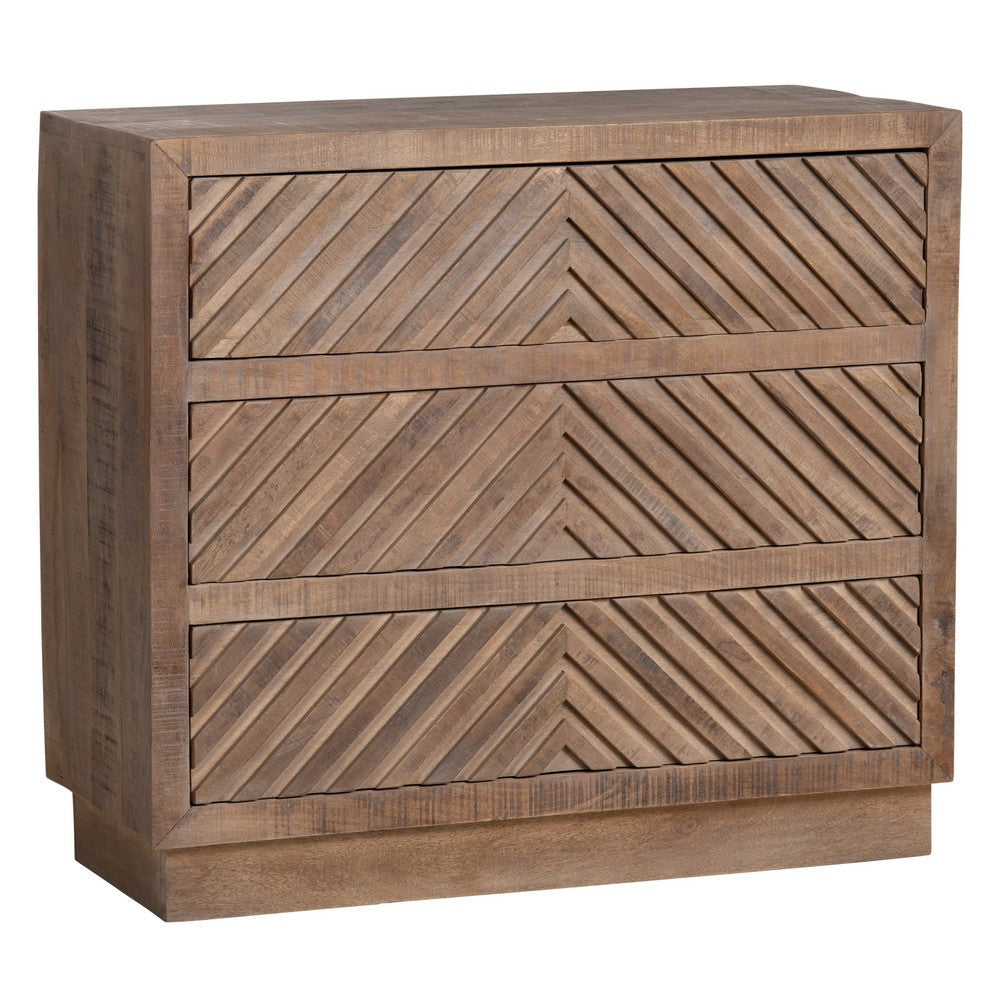 Crestview Mil 3 Drawer Oversized Nightstand Chest | Brown Mango Wood CCL-CVFNR4245