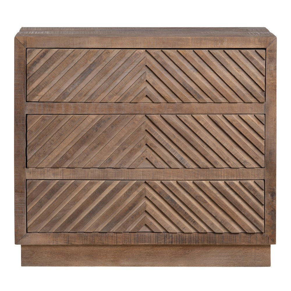 Crestview Mil 3 Drawer Oversized Nightstand Chest | Brown Mango Wood CCL-CVFNR4245