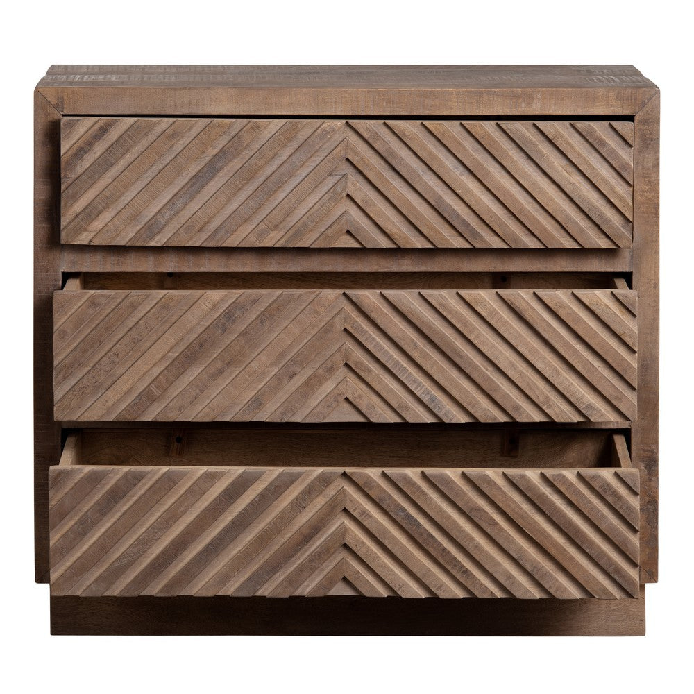 Crestview Mil 3 Drawer Oversized Nightstand Chest | Brown Mango Wood CCL-CVFNR4245