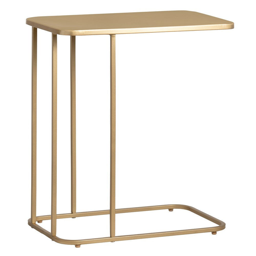Reez C Shaped Side Table | 20" Rectangular | Slender Gold Metal Legs
