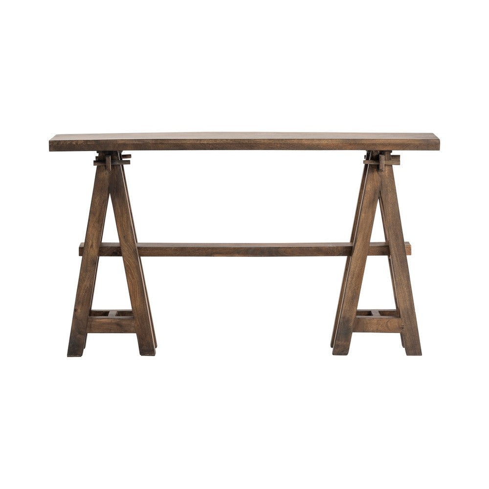 Leny Sofa Console Table | 60’’ Top | Stretcher Base | Solid Acacia Wood CCL-CVFNR424