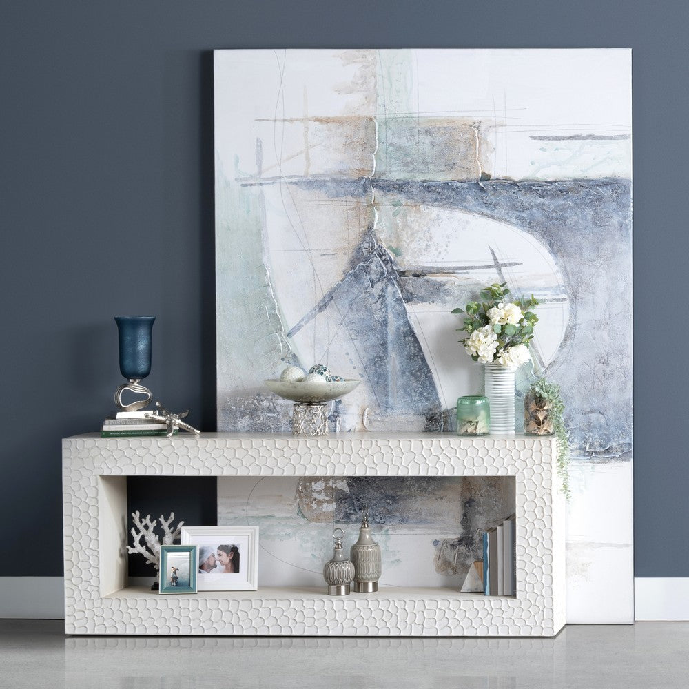 Crestview Mey Sofa Console Table | 80" White Mango Wood