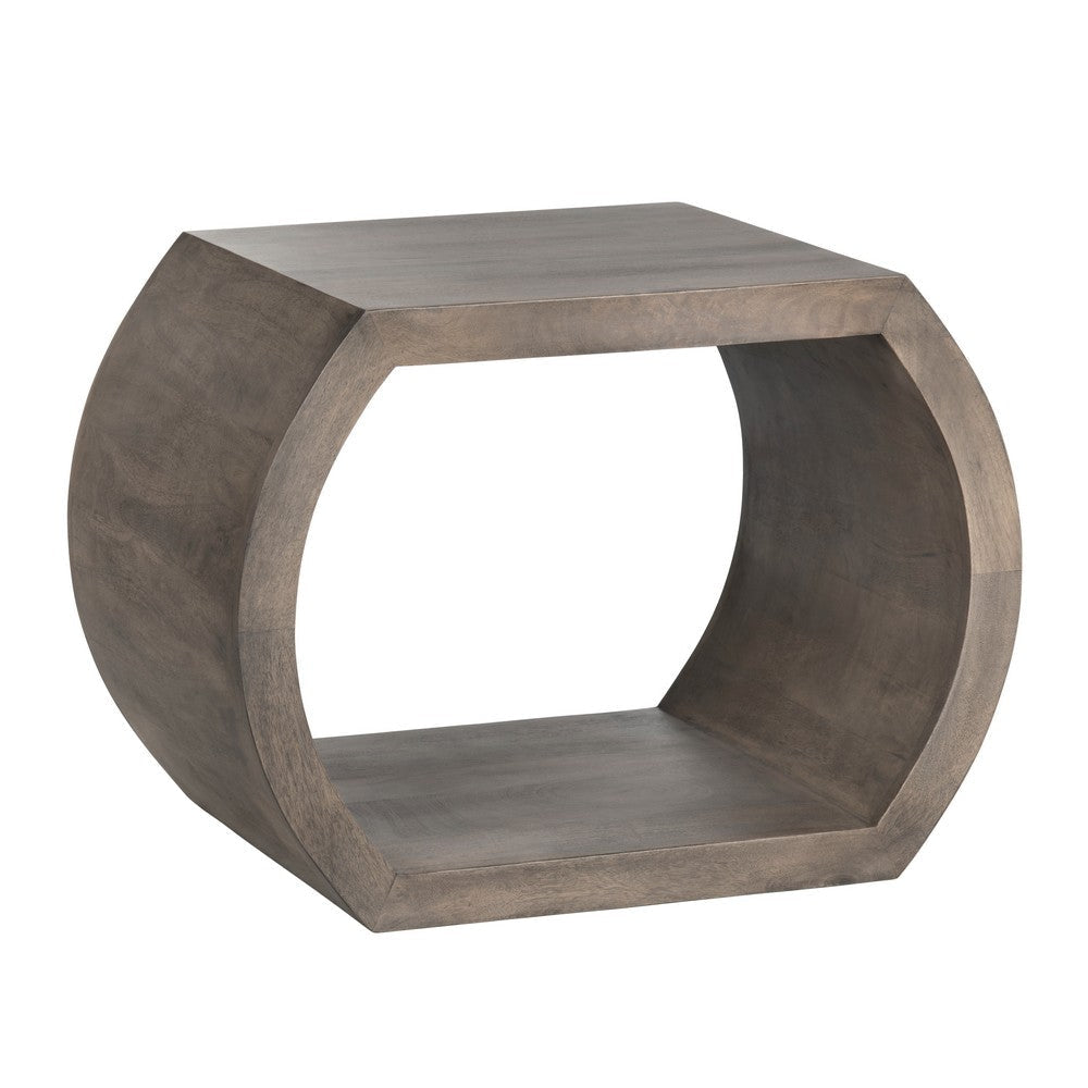Infy Side End Table | 28" | Open Hexagon Cubby | Solid Mindi Wood