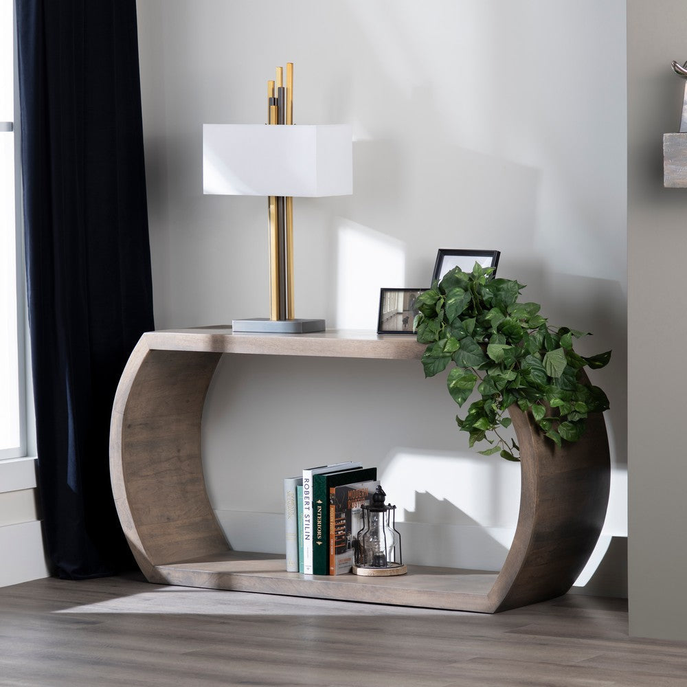 Crestview Ina Sofa Console Table w Round Edges | 60" Gray Mango Wood