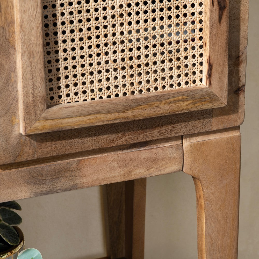 Crestview Casy Bar Cabinet | Brown Mango Wood | Rattan Woven 2 Arch Doors CCL-CVFNR4380