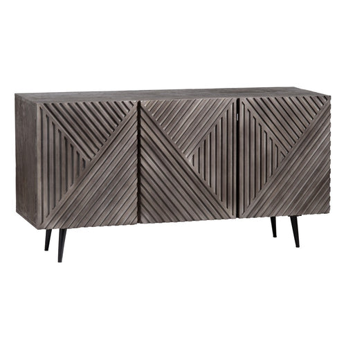 Crestview Oery Sideboard Credenza | 3 Gray Geometric Doors | 58"