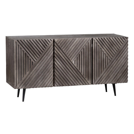 Crestview Oery Sideboard Credenza | 3 Gray Geometric Doors | 58"