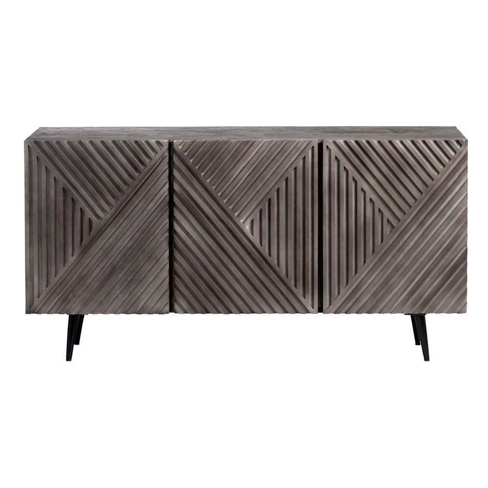 Crestview Oery Sideboard Credenza | 3 Gray Geometric Doors | 58’’ CCL-CVFNR4401