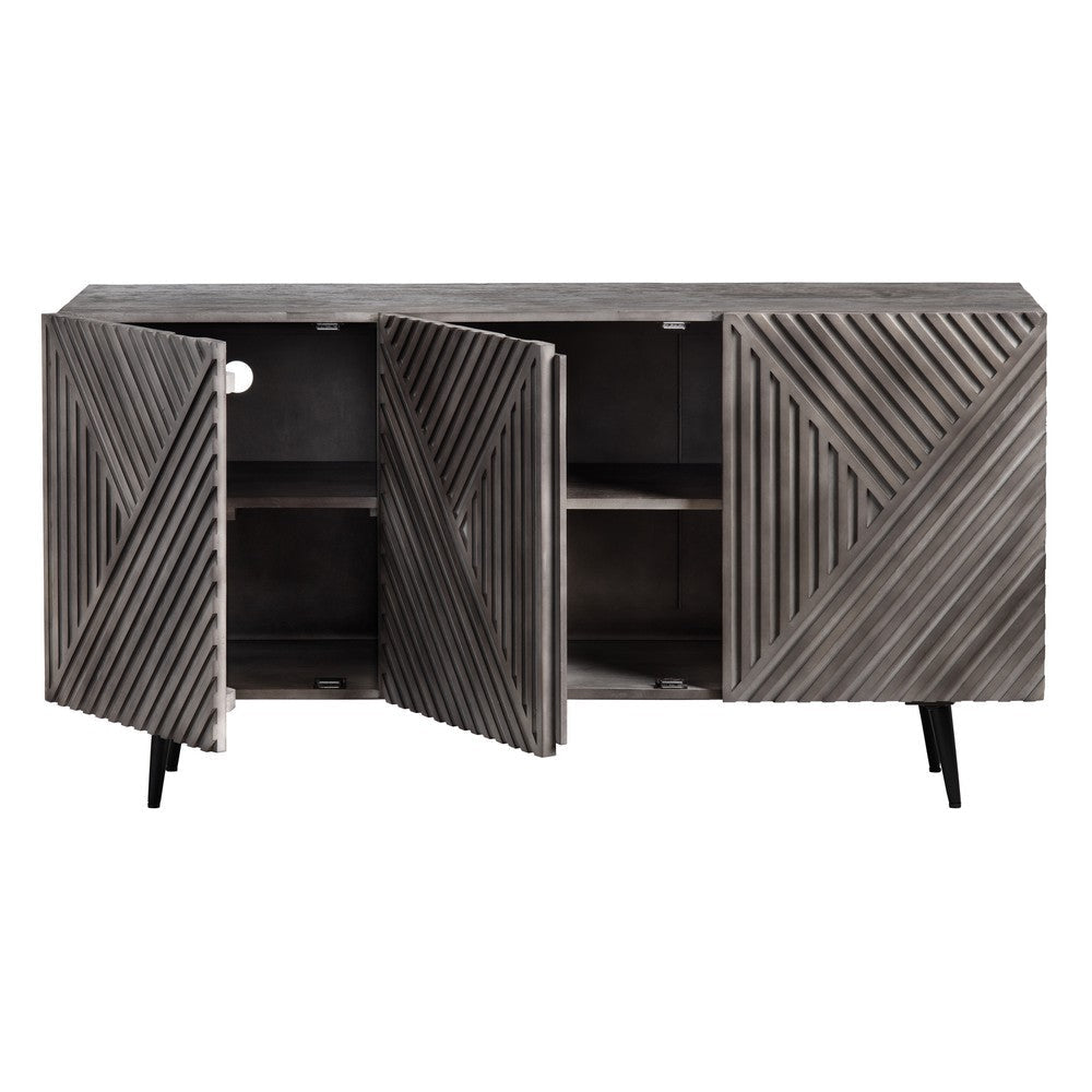 Crestview Oery Sideboard Credenza | 3 Gray Geometric Doors | 58’’ CCL-CVFNR4401