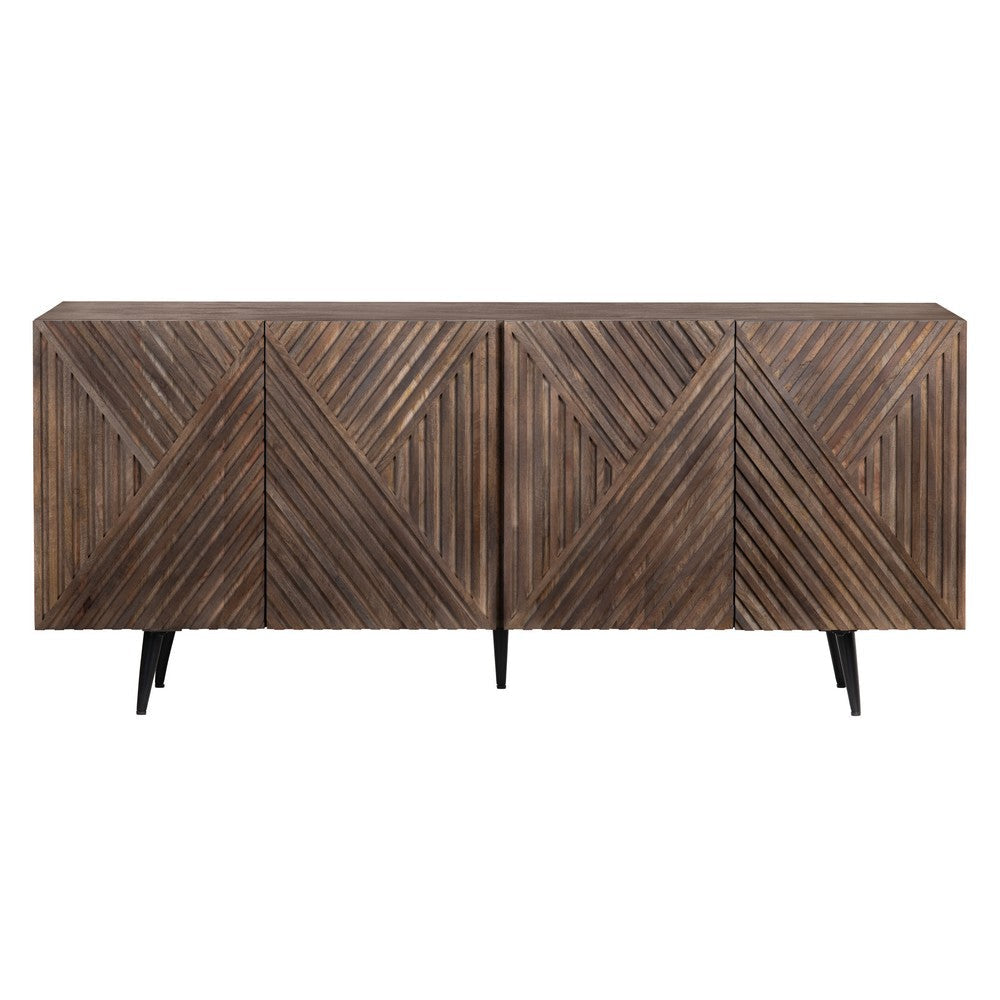 Crestview Oery Sideboard Credenza | 4 Brown Geometric Doors | 69’’ CCL-CVFNR4402