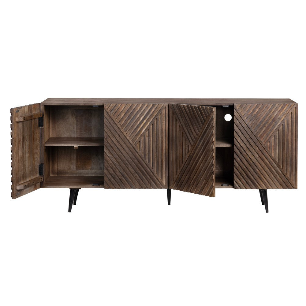 Crestview Oery Sideboard Credenza | 4 Brown Geometric Doors | 69’’ CCL-CVFNR4402