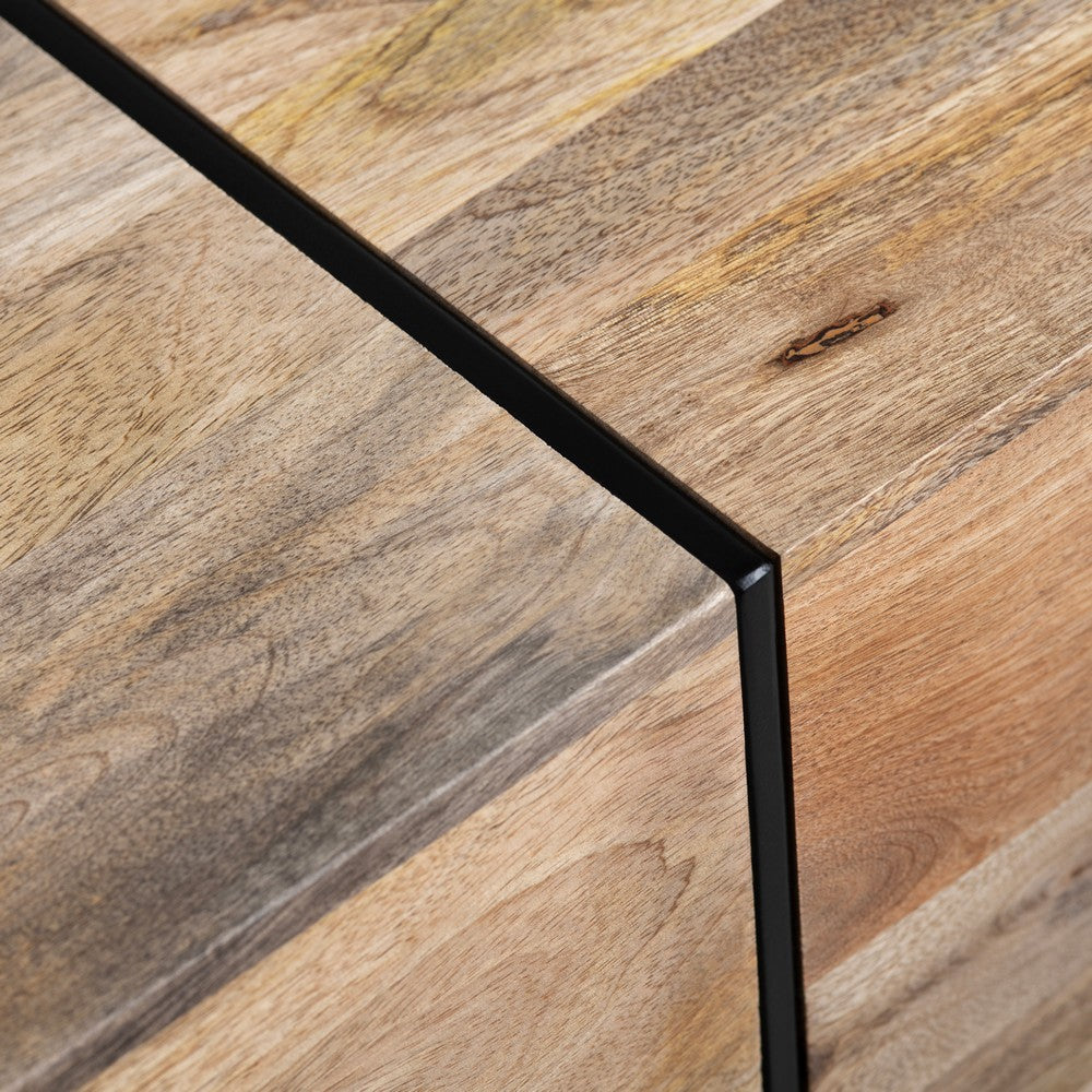 Brin Side End Table | 22’’ Square Natural Brown Solid Wood Top | Iron CCL-CVFNR4407