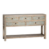Crestview Gren Sofa Console Table | 58’’ | 5 Drawers | Brown Blue Wood CCL-CVFNR4408