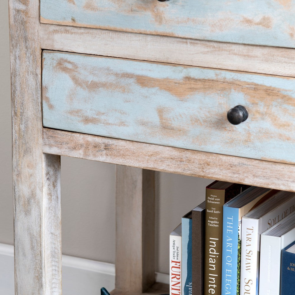 Crestview Gren Sofa Console Table | 58’’ | 5 Drawers | Brown Blue Wood CCL-CVFNR4408