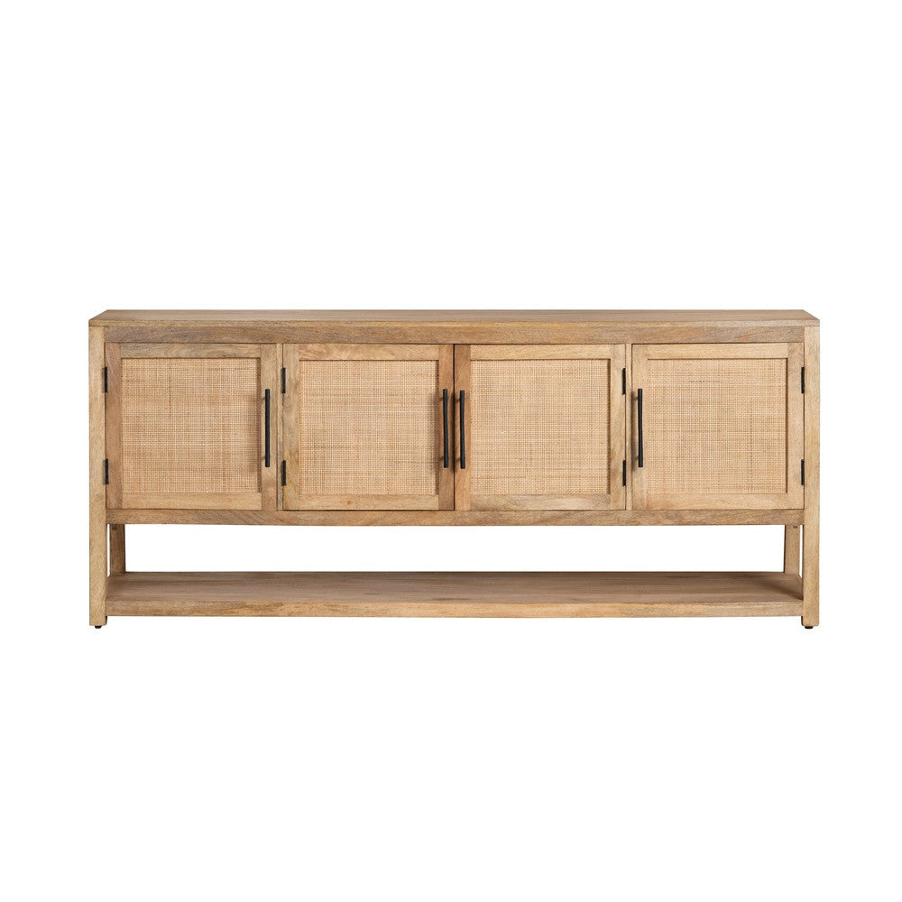 Crestview Vely Media Credenza 76’’ | 4 Rattan Doors | Natural Brown CCL-CVFNR4411