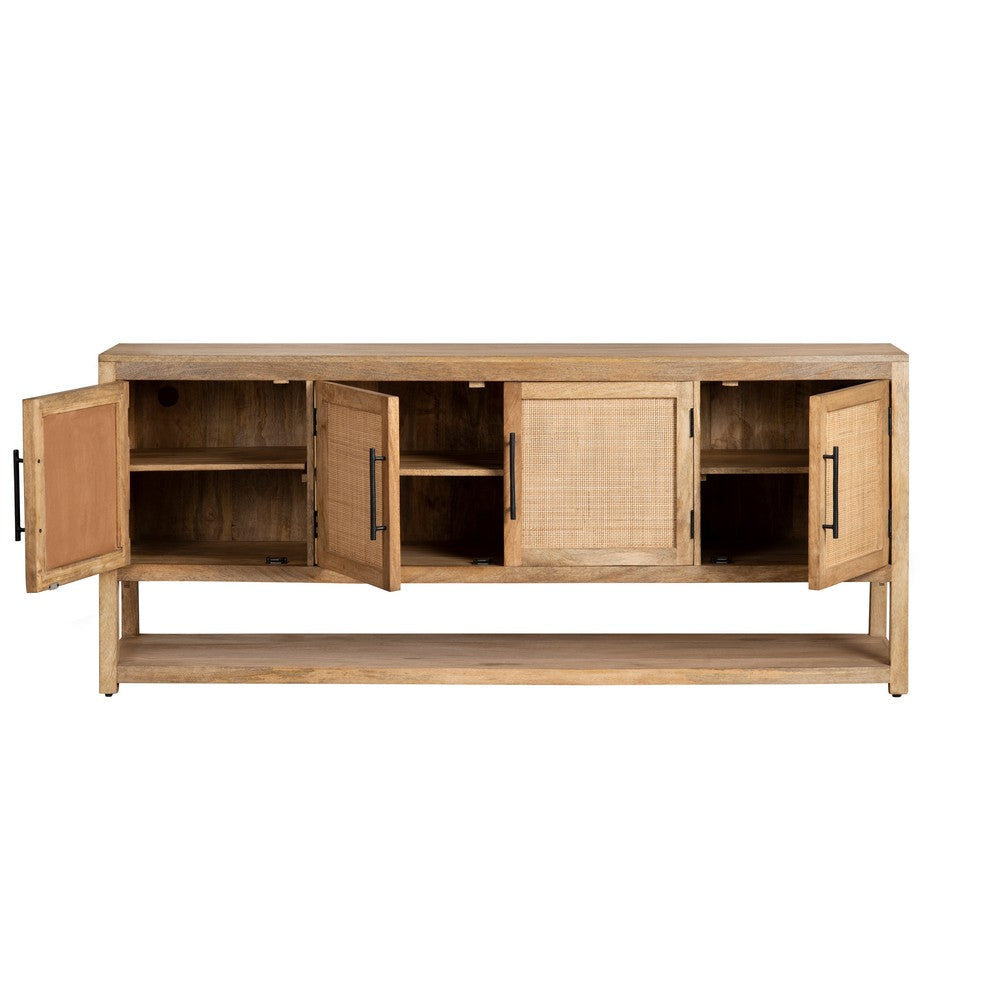 Crestview Vely Media Credenza 76’’ | 4 Rattan Doors | Natural Brown CCL-CVFNR4411