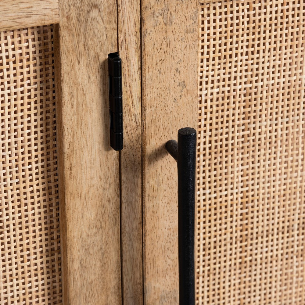 Crestview Vely Media Credenza 76’’ | 4 Rattan Doors | Natural Brown CCL-CVFNR4411