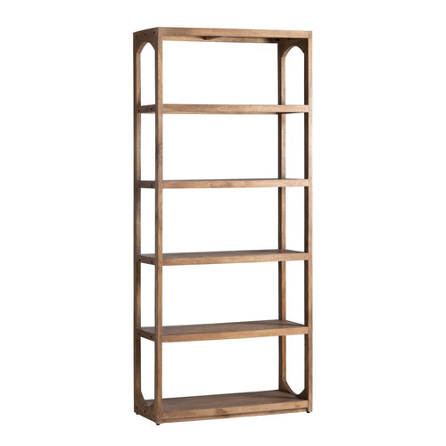 Crestview Apy Etagere Bookcase w 5 Fixed Shelves | Arched Sides | Brown