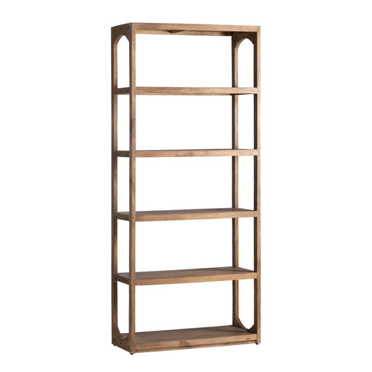 Crestview Apy Etagere Bookcase w 5 Fixed Shelves | Arched Sides | Brown