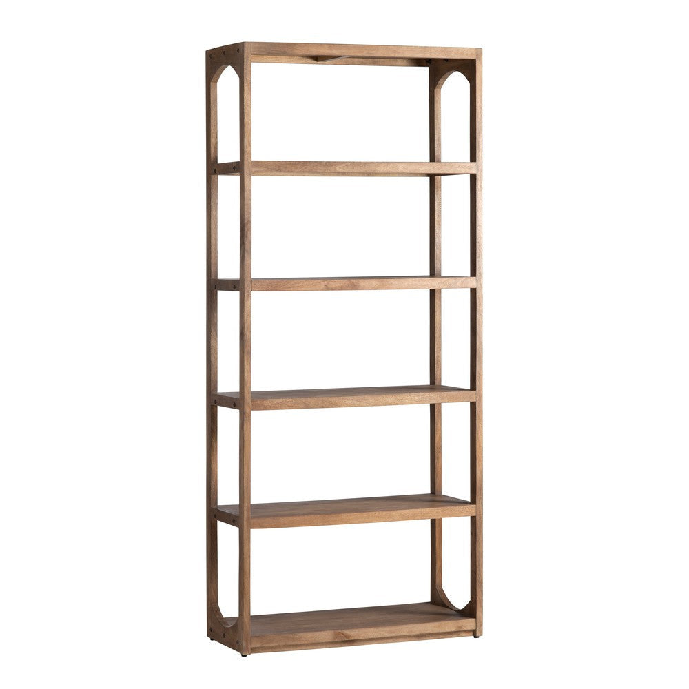 Crestview Apy Etagere Bookcase w 5 Fixed Shelves | Arched Sides | Brown