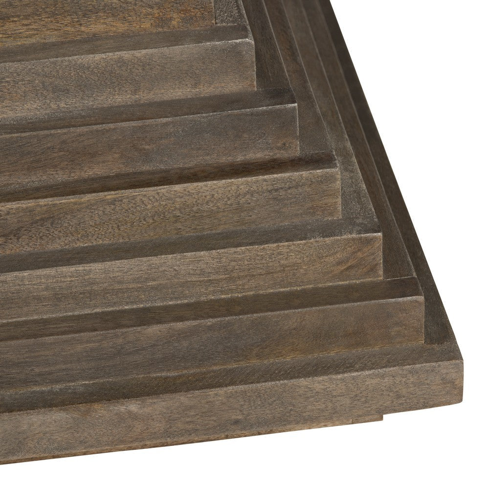 Crestview Higy Coffee Table | 50’’ Square Stacked Layer Base | Brown CCL-CVFNR4414