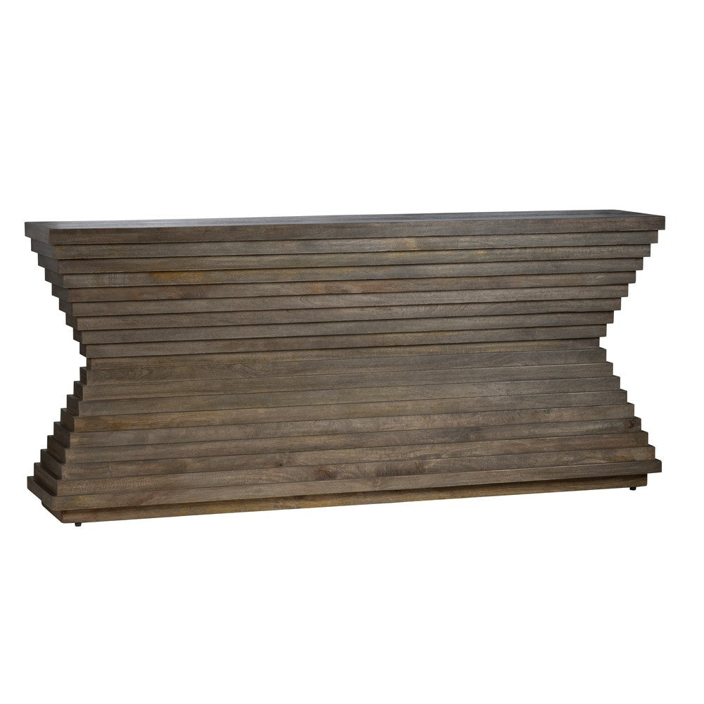 Crestview Higy Sofa Console Table | 80’’ Stacked Layer Base | Brown CCL-CVFNR4415